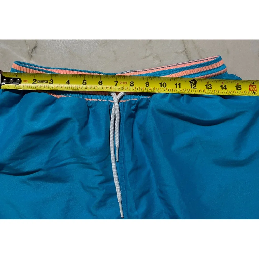 Chubbies Mens Swim Trunks Aqua Blue Pink Striped Waistband Mesh Lined Large